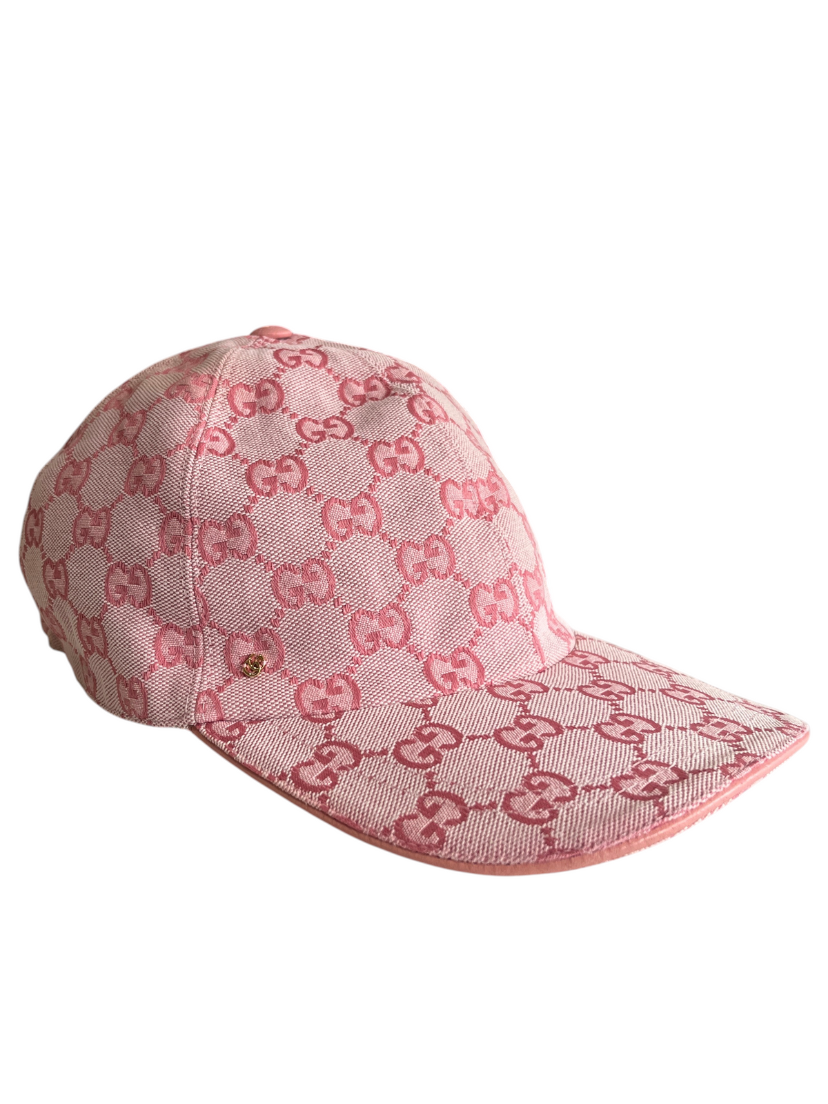 Casquette Gucci rose en toile monogrammée avec logo GG, taille L, disponible chez vinqo.store
