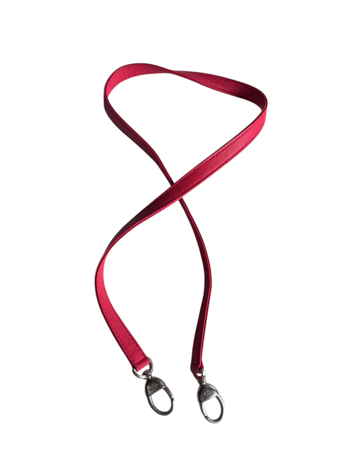Bandoulière de sac vinqo.store en cuir rose fuchsia avec mousquetons en métal argenté pour Lady Dior