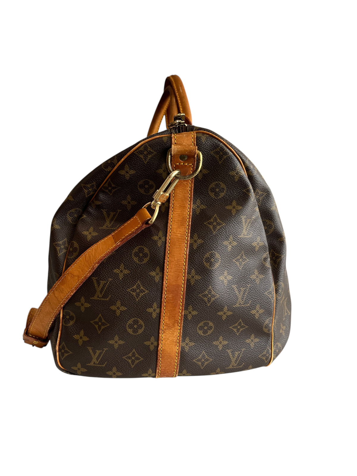 Sac de voyage vinqo.store Louis Vuitton Keepall 55 en toile monogram marron avec bandoulière en cuir patiné