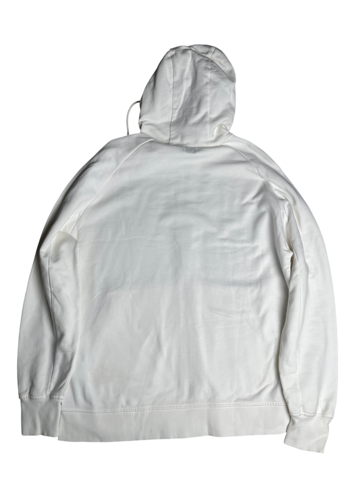 Sweat à capuche blanc vinqo.store en coton avec manches longues et bords côtelés, vue arrière