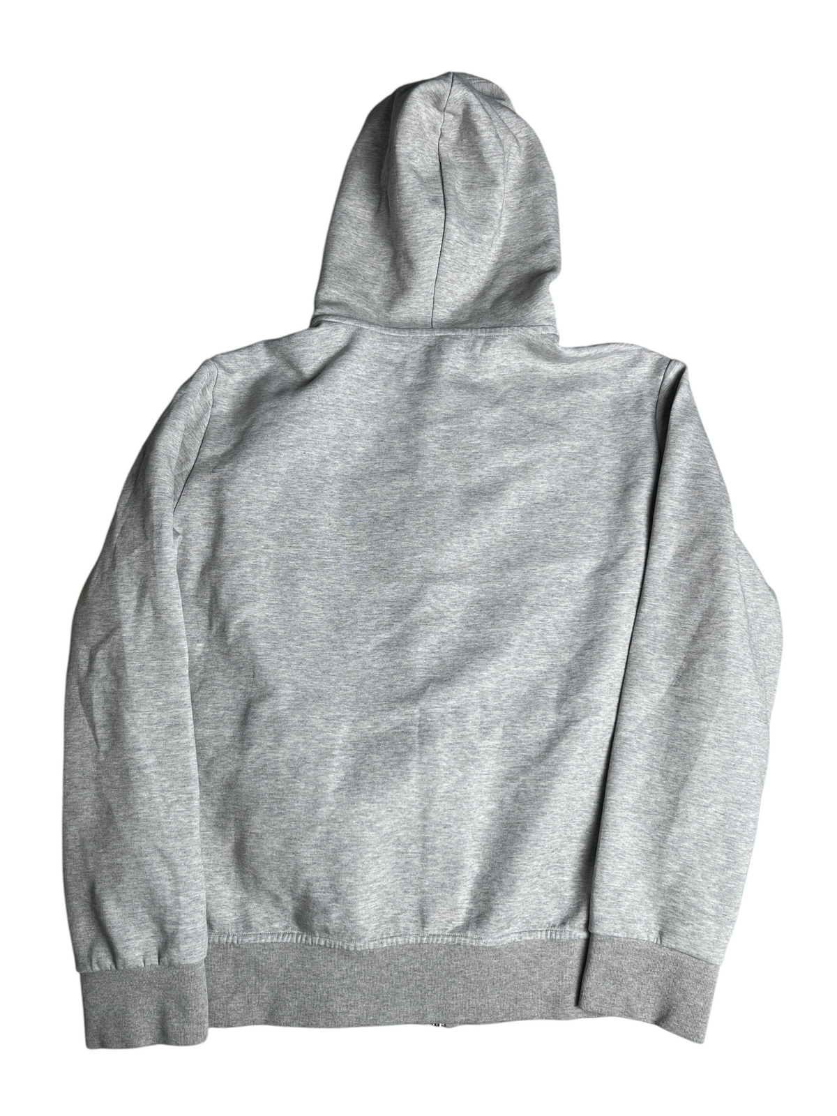 Vue arrière d'un sweat à capuche gris Ralph Lauren de vinqo.store en coton avec capuche et bords-côtes