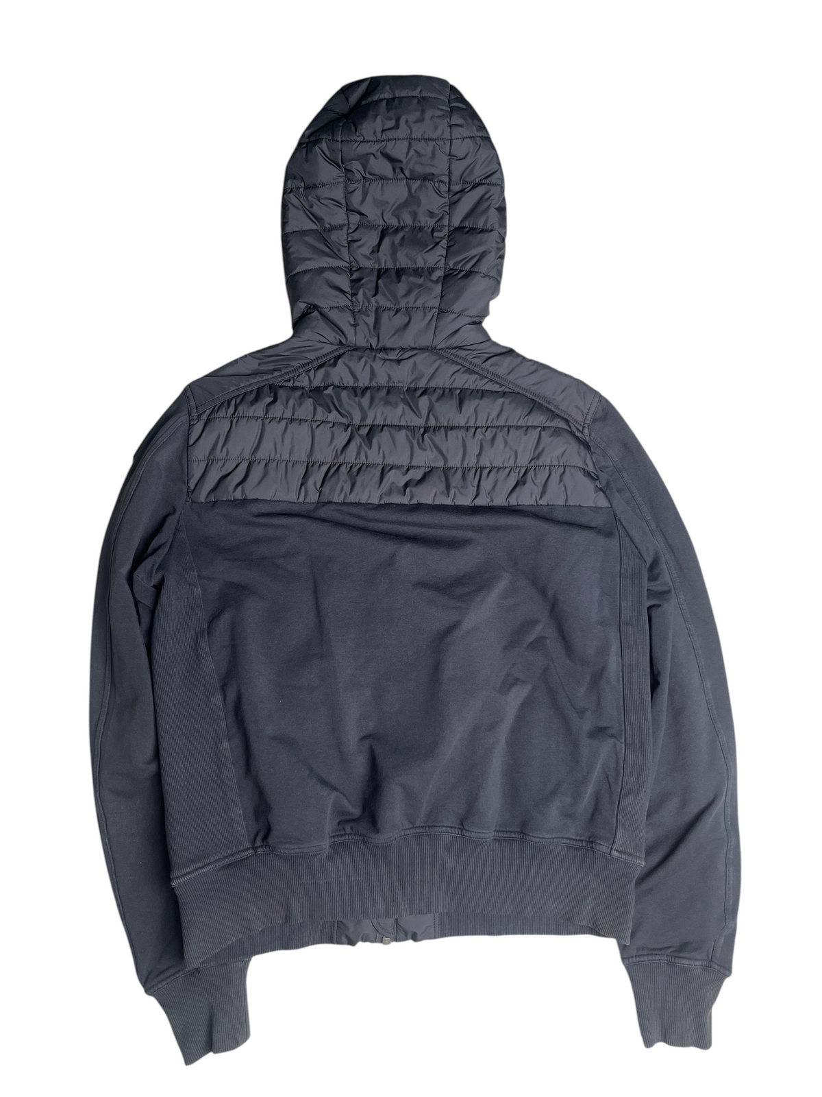 Veste hybride vinqo.store noire avec capuche matelassée et dos en polaire, vue arrière