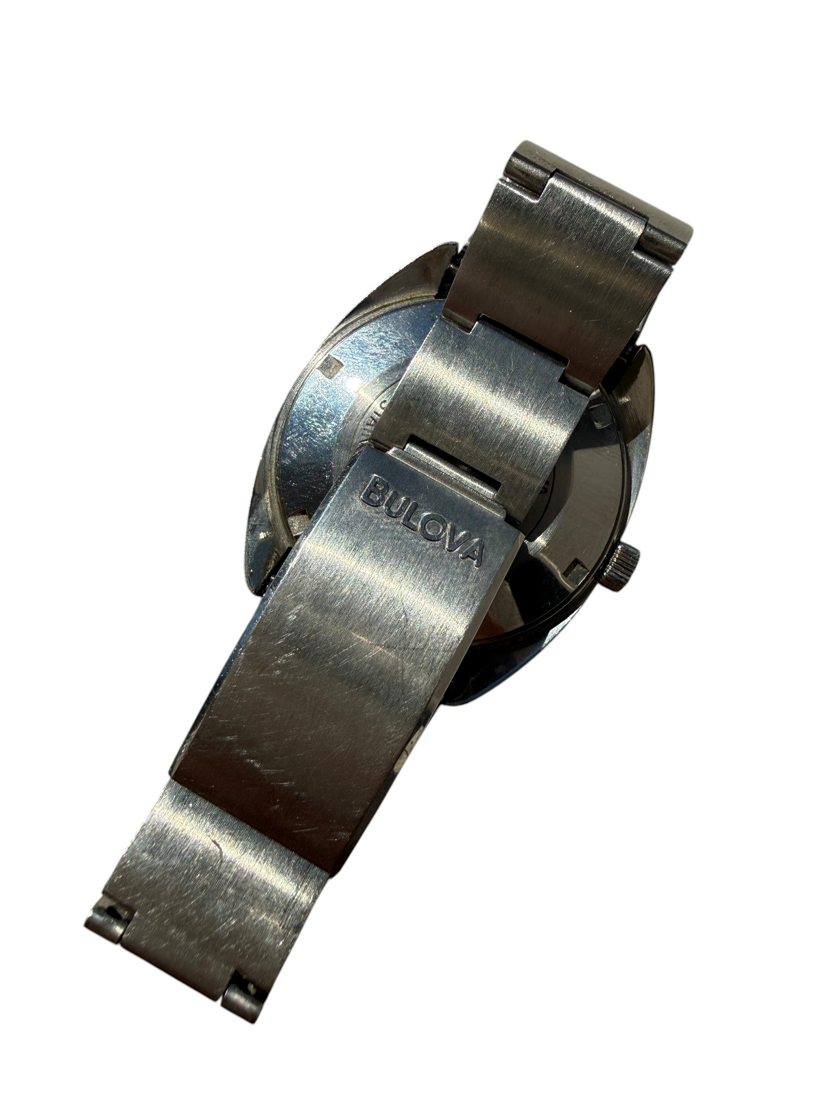 Bracelet en acier inoxydable de la montre automatique vintage vinqo.store avec fermoir gravé Bulova