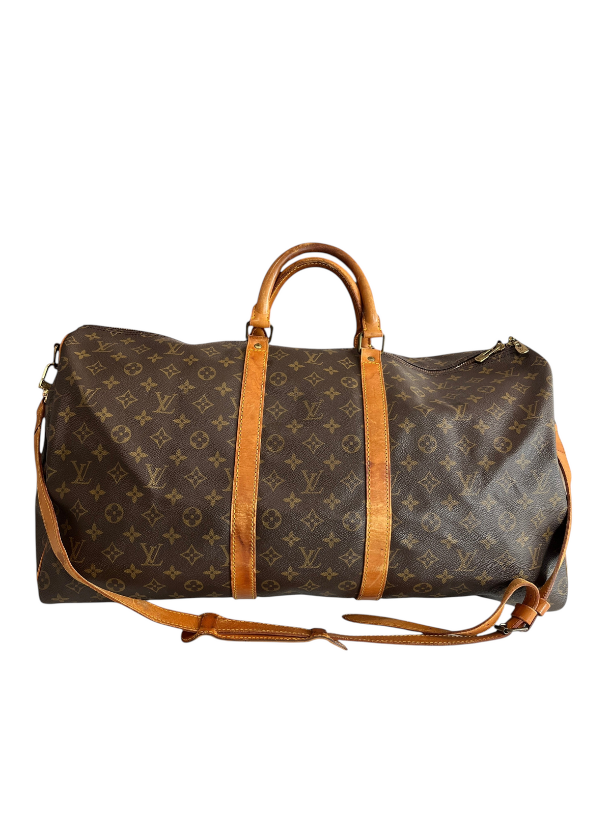 Sac de voyage vinqo.store Louis Vuitton Keepall 55 en toile monogram marron avec bandoulière et garnitures en cuir