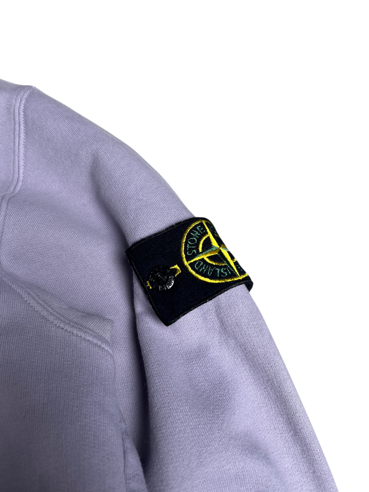Sweat-shirt vinqo.store violet en coton avec écusson emblématique Stone Island sur la manche