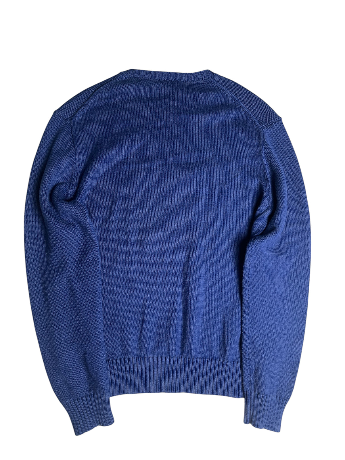 Dos d'un pull en maille bleu marine Ralph Lauren Bear de vinqo.store, coupe classique à col rond