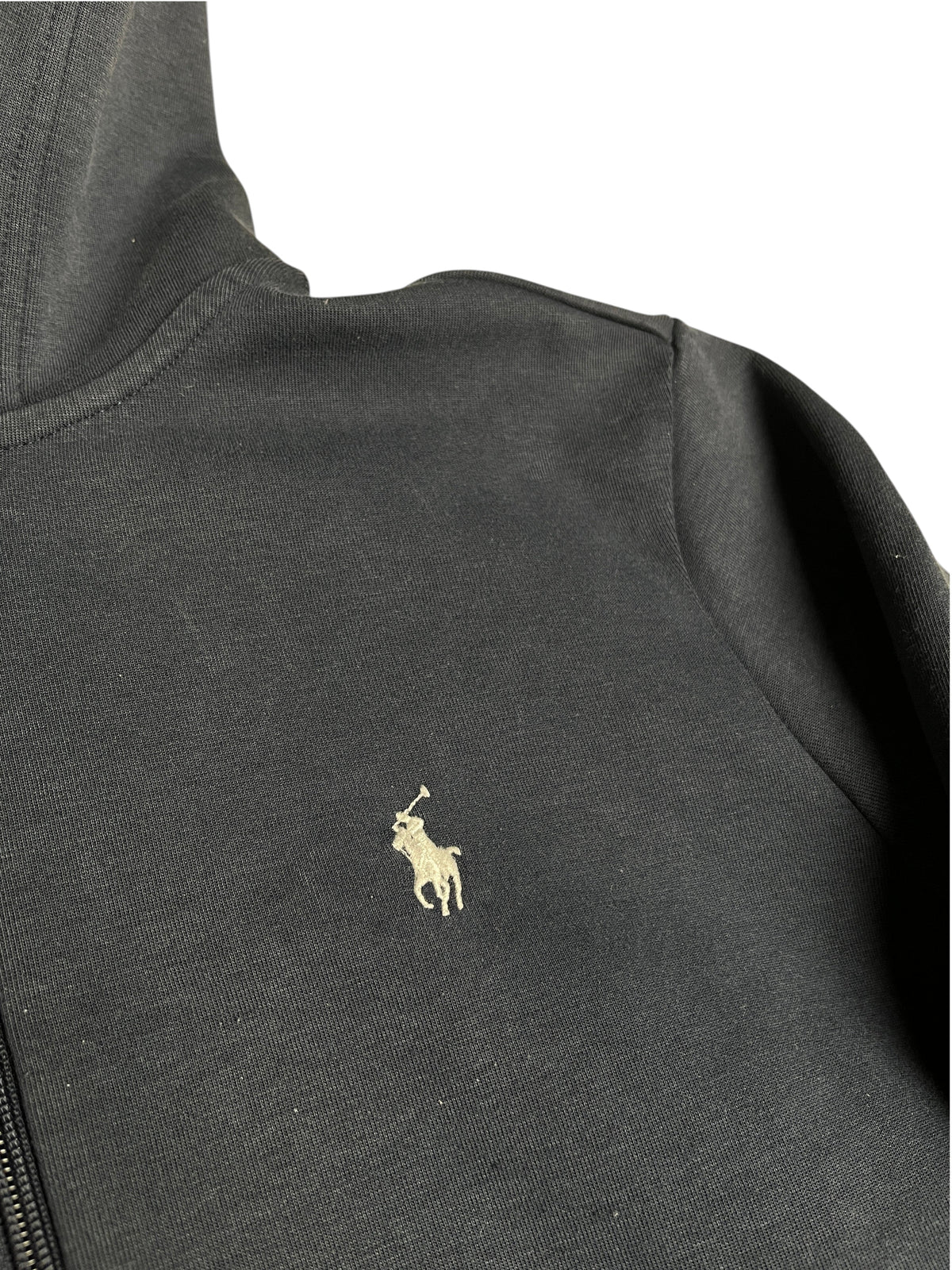 Sweat à capuche noir vinqo.store avec logo Ralph Lauren brodé en blanc sur la poitrine
