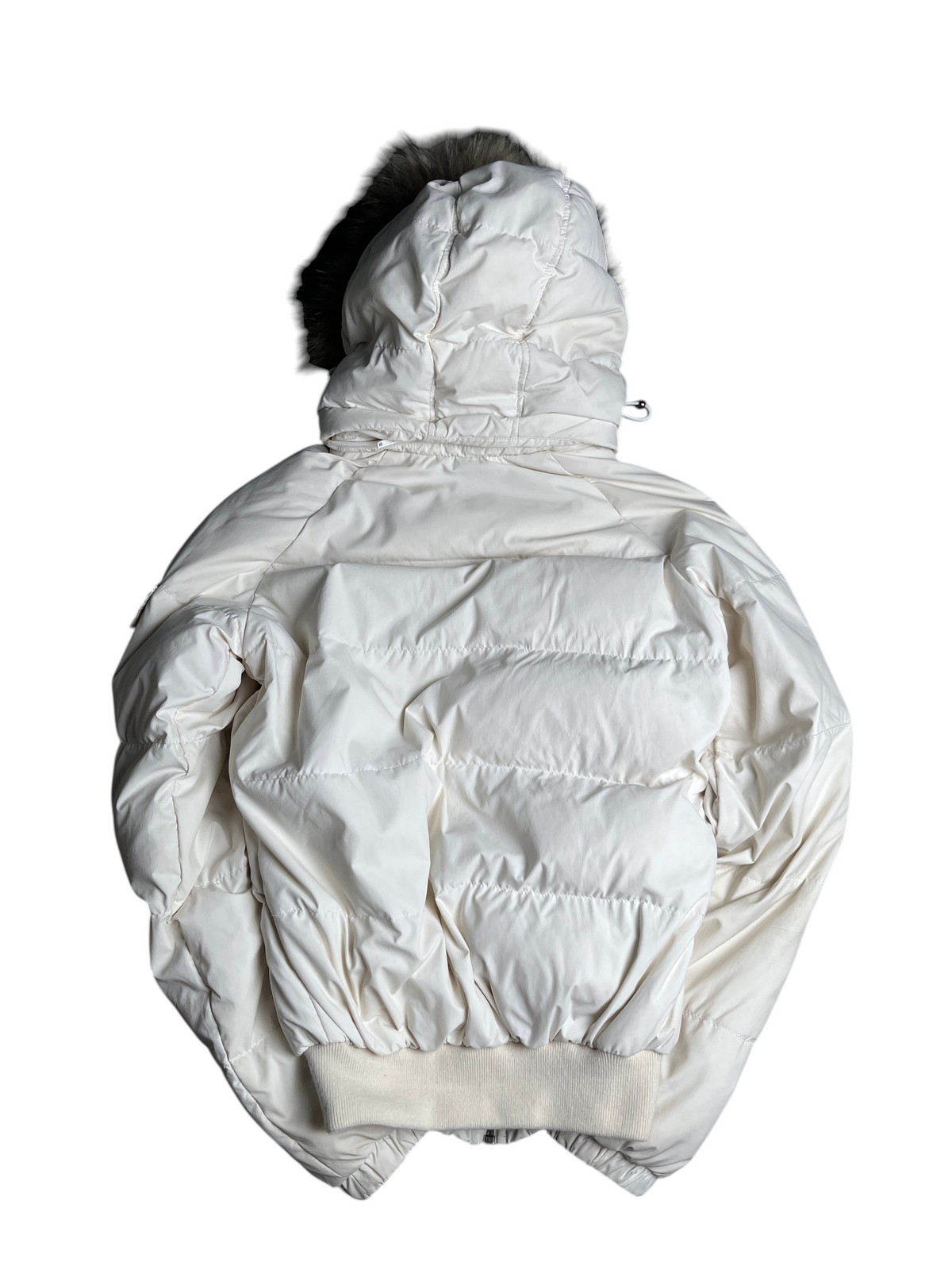 Doudoune vinqo.store blanche pour femme avec capuche à fourrure, style matelassé vintage en taille XS