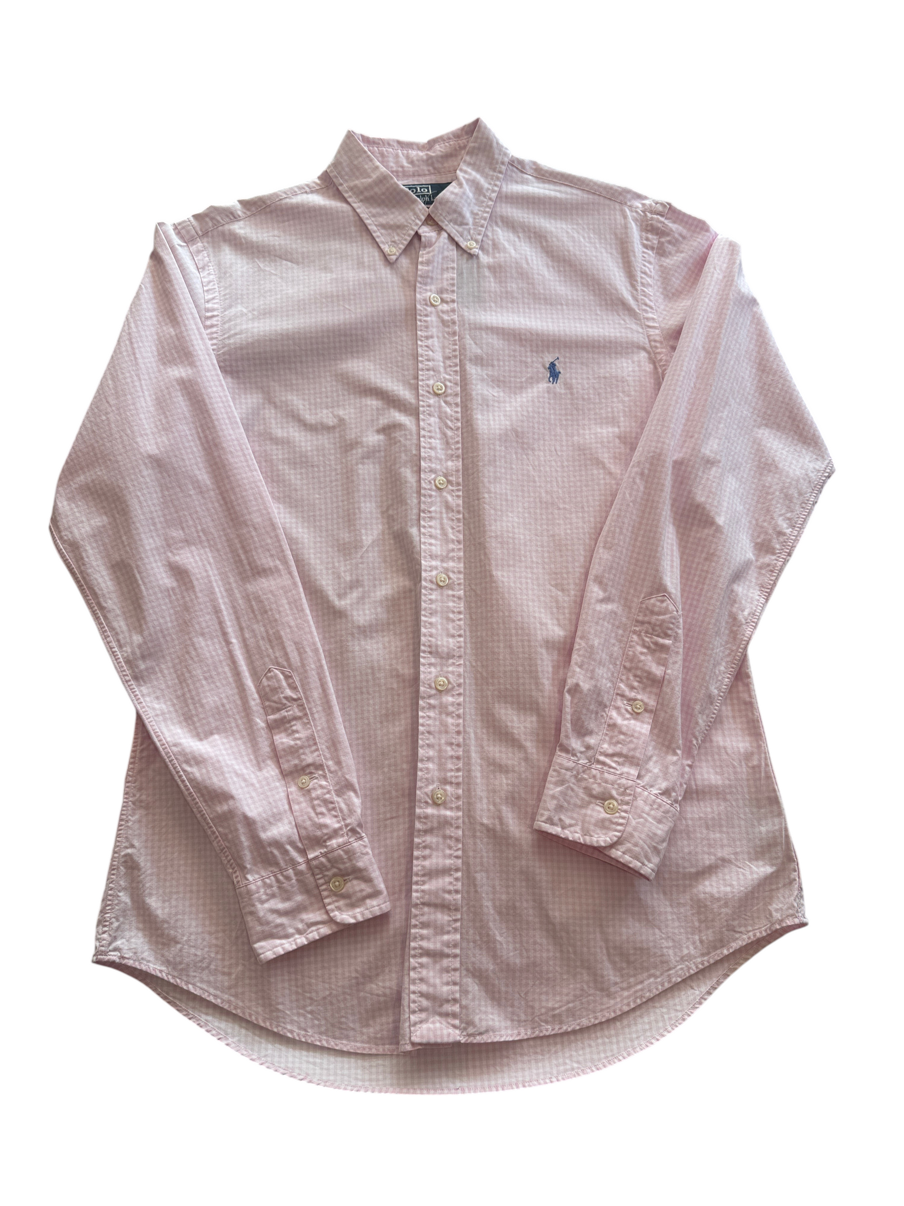 Chemise Ralph Lauren vinqo.store rose à motif vichy avec logo brodé sur la poitrine, coupe classique en coton
