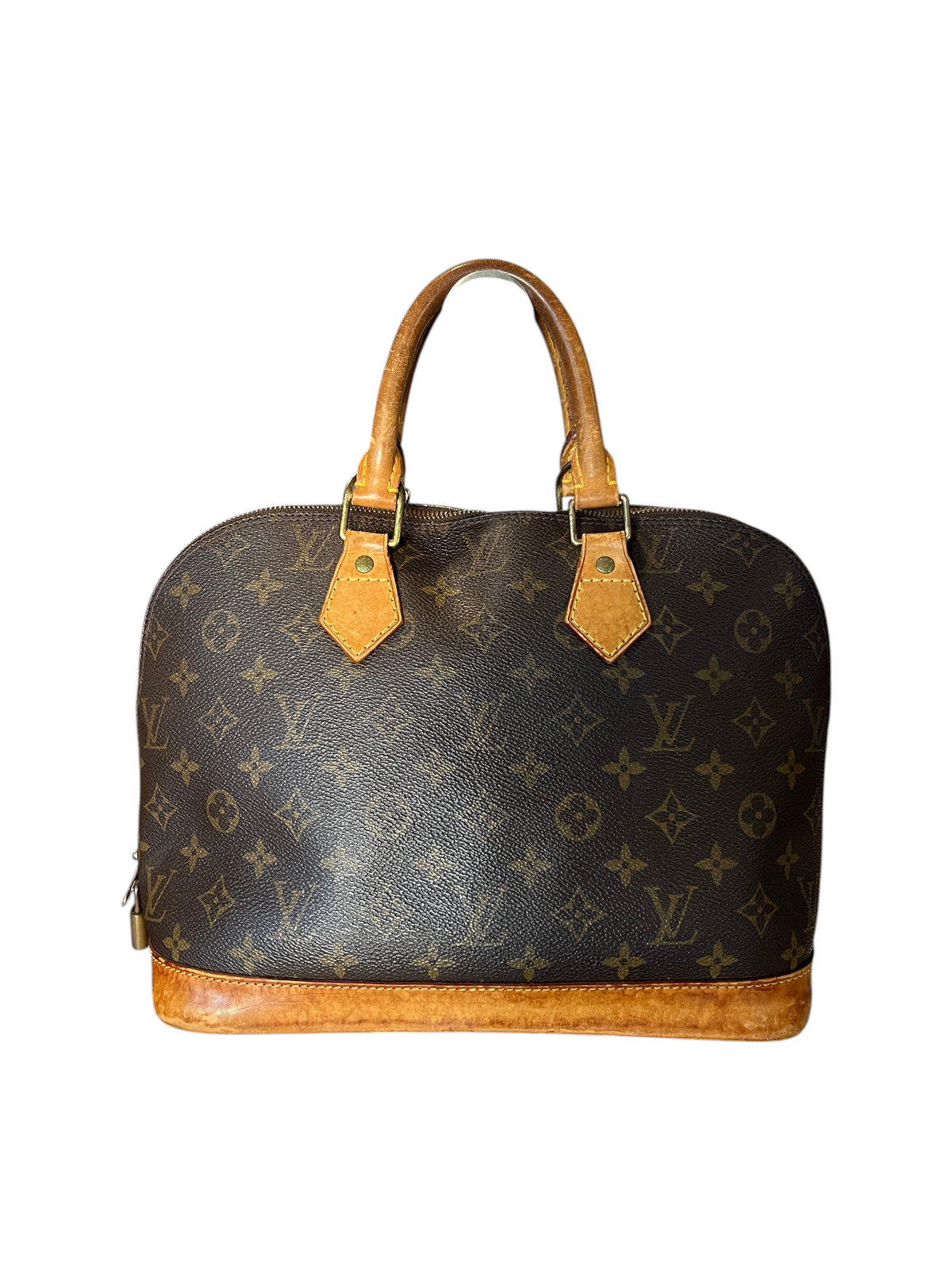 Sac à main vintage vinqo.store Louis Vuitton Alma en toile Monogram marron avec anses en cuir naturel patiné